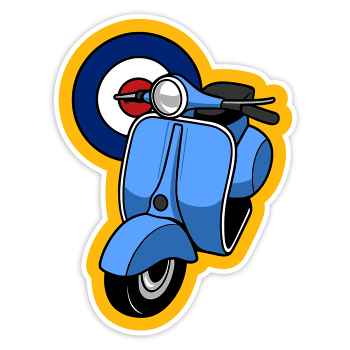 Adesivi per Auto e Moto: Scooter Classico Mod Blu