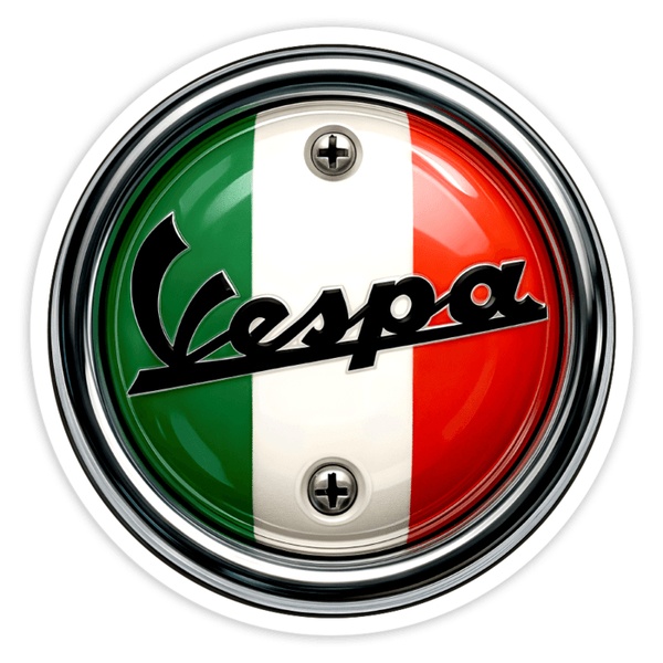 Adesivi per Auto e Moto: Emblema Vespa bandiera Italia viti cromate