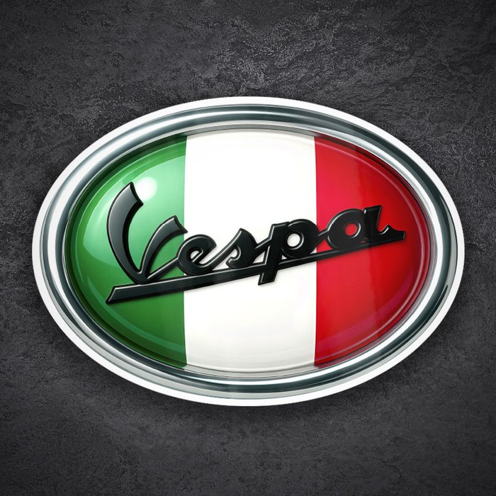 Adesivi per Auto e Moto: Vespa bandiera Italia ovale