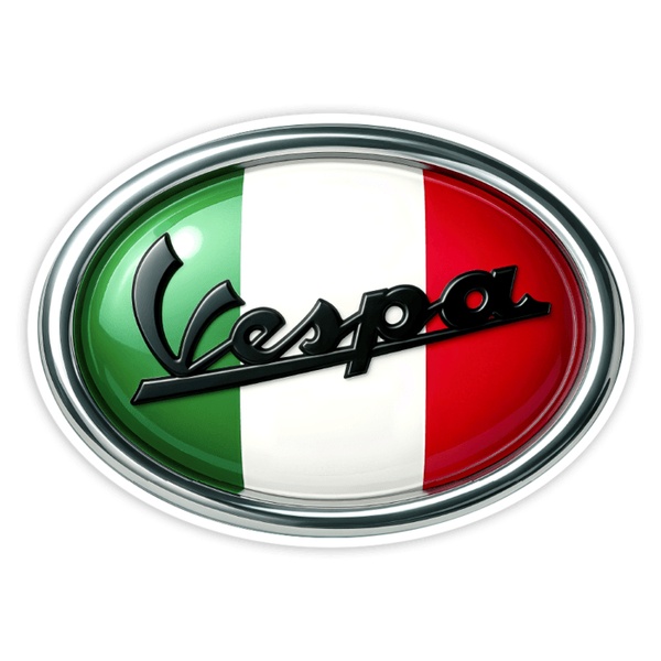 Adesivi per Auto e Moto: Vespa bandiera Italia ovale