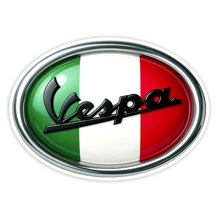 Adesivi per Auto e Moto: Vespa bandiera Italia ovale
