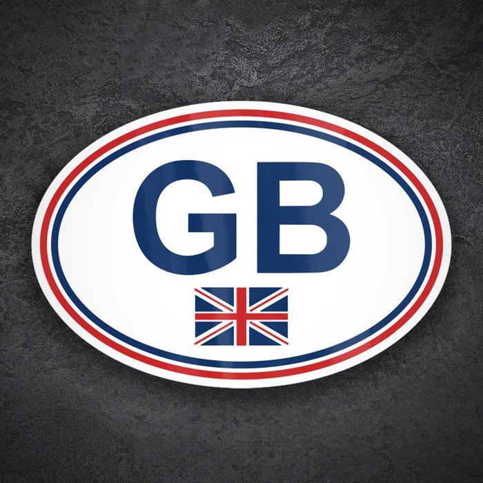 Adesivi per Auto e Moto: GB bandiera Regno Unito ovale