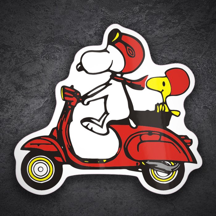 Adesivi per Auto e Moto: Snoopy Vespa Rossa