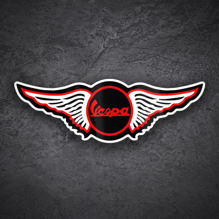 Adesivi per Auto e Moto: Vespa Stile Retrò con Ali Rosse