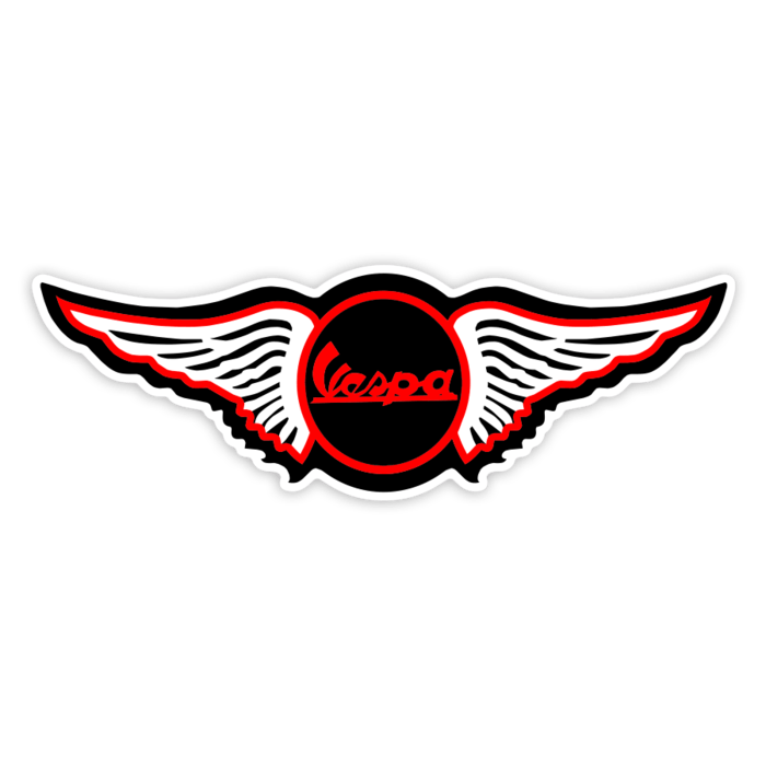 Adesivi per Auto e Moto: Vespa Stile Retrò con Ali Rosse