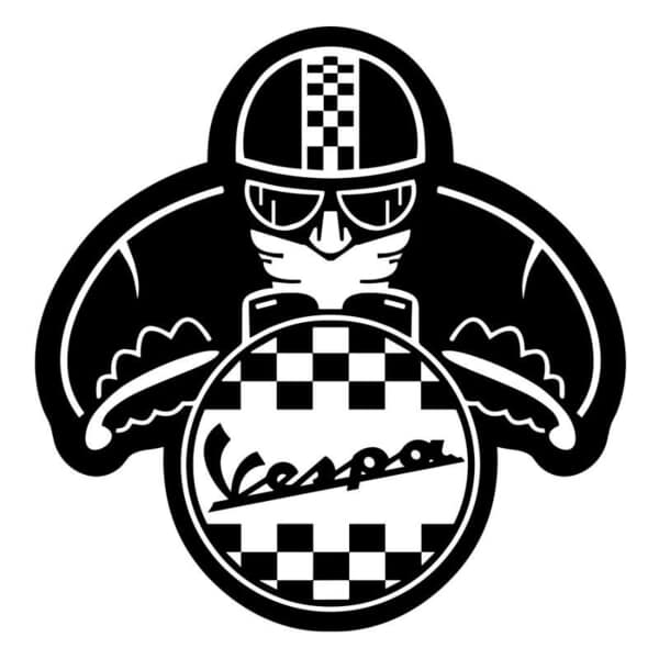 Adesivi per Auto e Moto: Pilota Vespa Retrò da Corsa