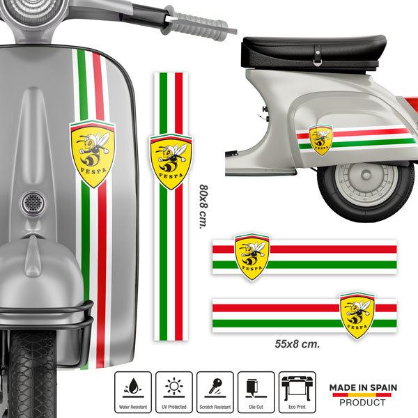 Set adesivi Vespa Italia tricolore 0