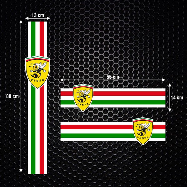 Set adesivi Vespa Italia tricolore 2/2
