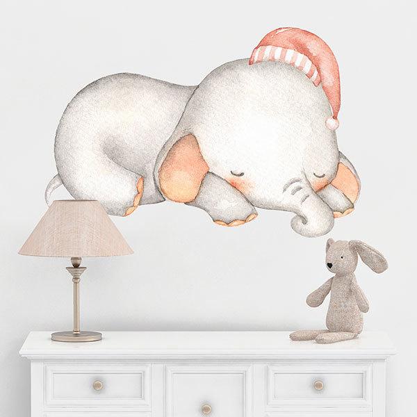 Adesivi per Bambini: Elefante acquerello Sleeper