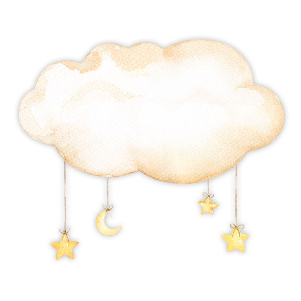 Adesivi per Bambini: Nuvola con luna e stelle ad acquerello