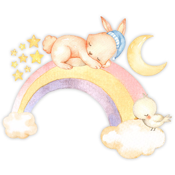 Adesivi per Bambini: Kit Coniglio che dorme in arcobaleni