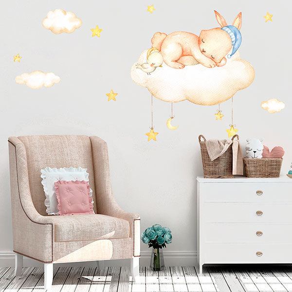 Adesivi per Bambini: Kit Coniglio che dorme sulle nuvole