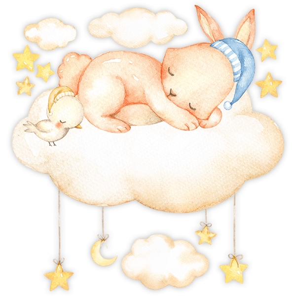 Adesivi per Bambini: Kit Coniglio che dorme sulle nuvole 0