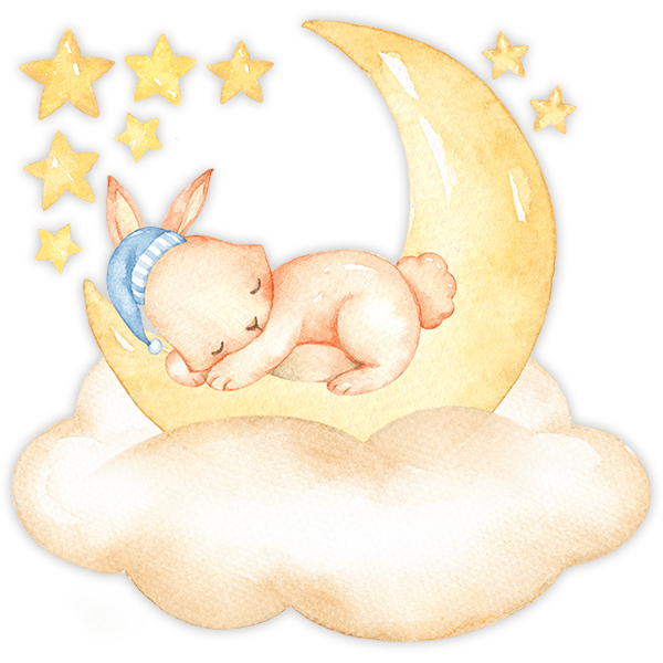 Adesivi per Bambini: Il coniglio dorme sulla luna 0