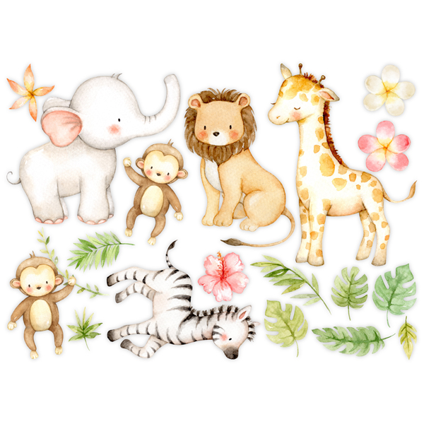 Adesivi per Bambini: Kit giungla acquerello