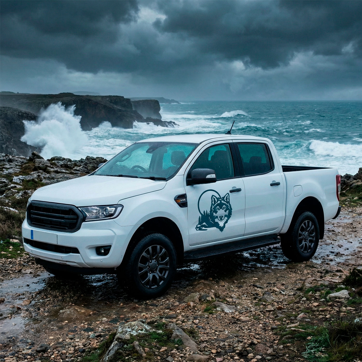 Adesivi per camper: Lupo nella foresta