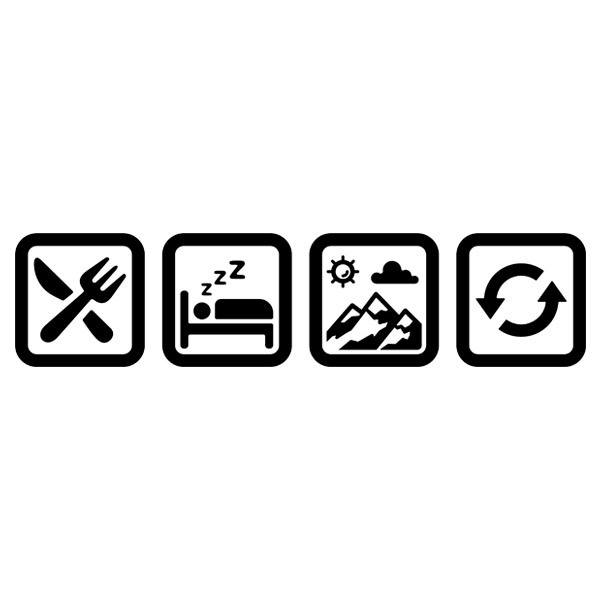 Adesivi per camper: Simboli montagna di routine