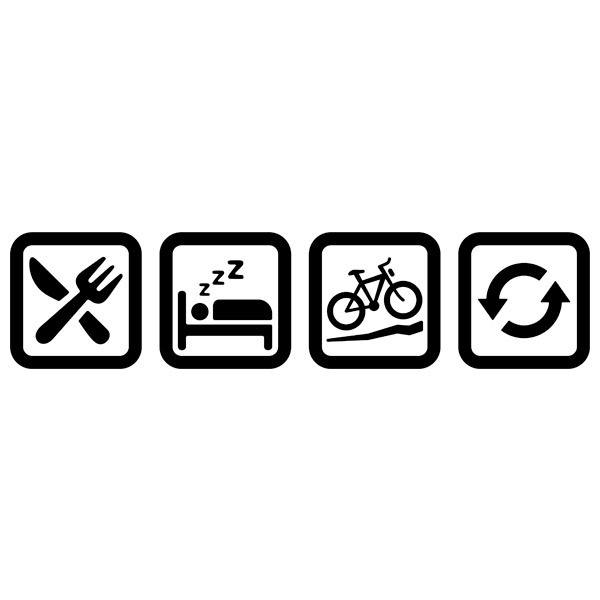 Adesivi per camper: Adesivo Routine del Ciclista: Mangia Dormi Pedala 