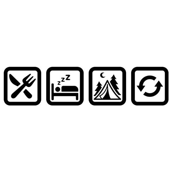Adesivi per camper: Simboli Campeggio di routine