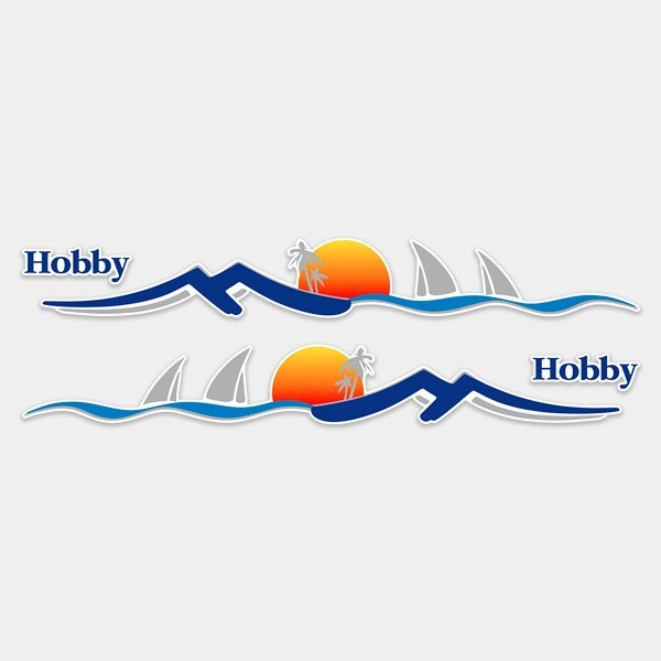 Adesivi per camper: Set paesaggio mare e spiaggia con tramonto