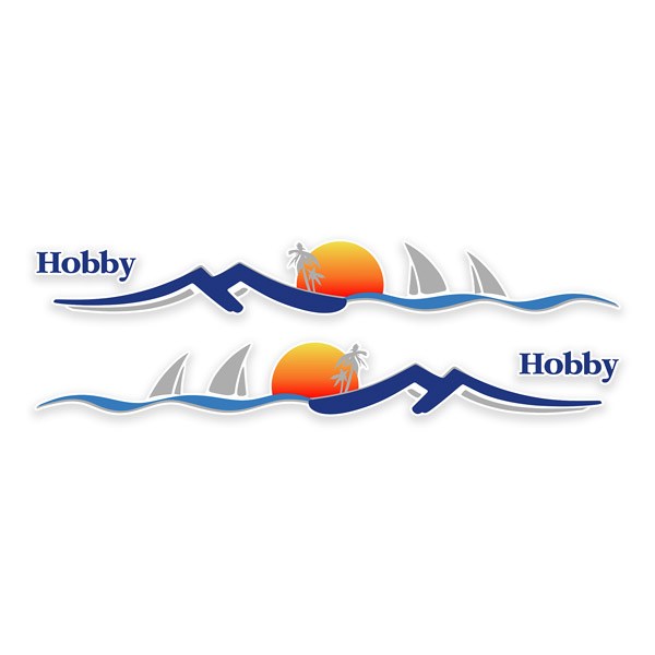 Adesivi per camper: Set paesaggio mare e spiaggia con tramonto