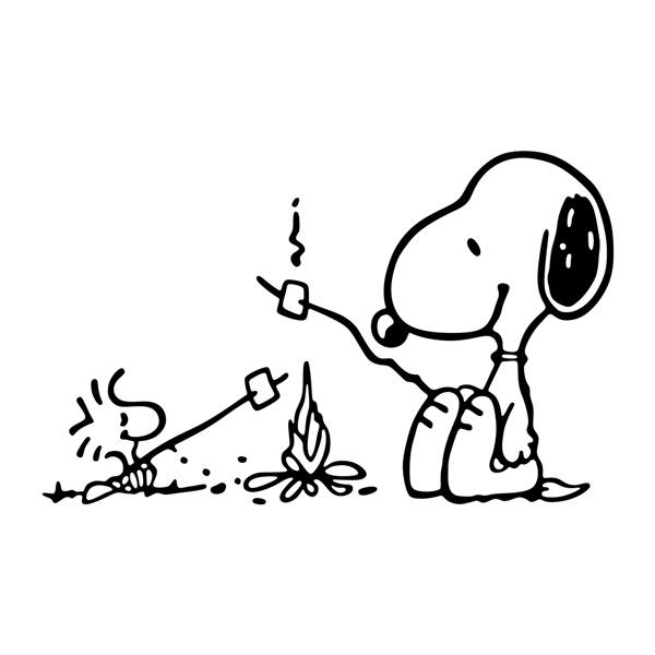 Adesivi per camper: Falò di Snoopy