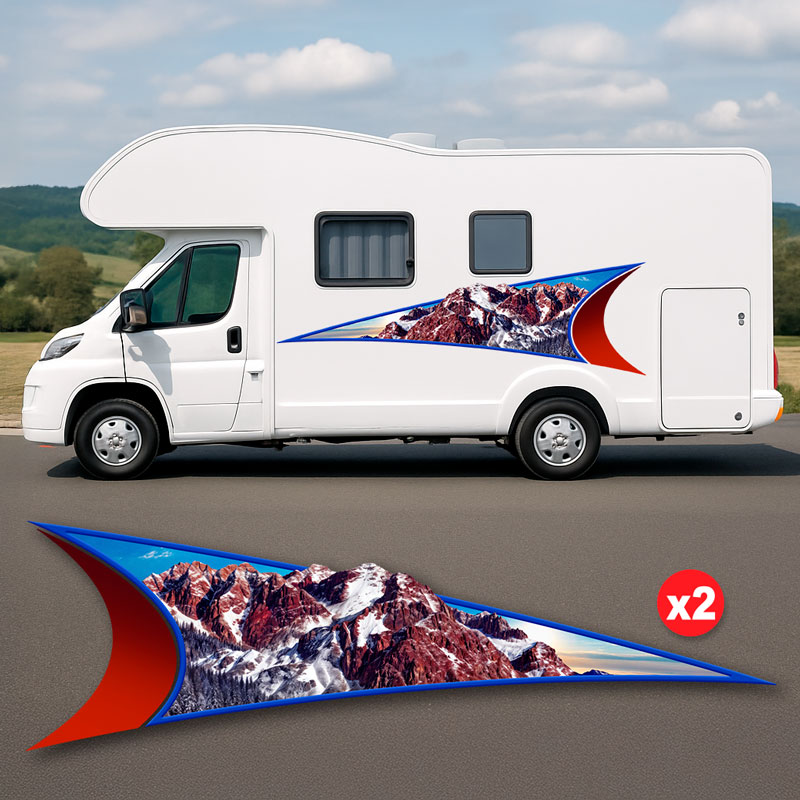 Adesivi per camper: Montagne Innevate