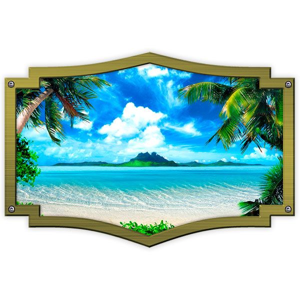 Adesivi per camper: Cornice ornamentale Spiaggia hawaiana