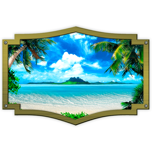 Adesivi per camper: Cornice ornamentale Spiaggia hawaiana