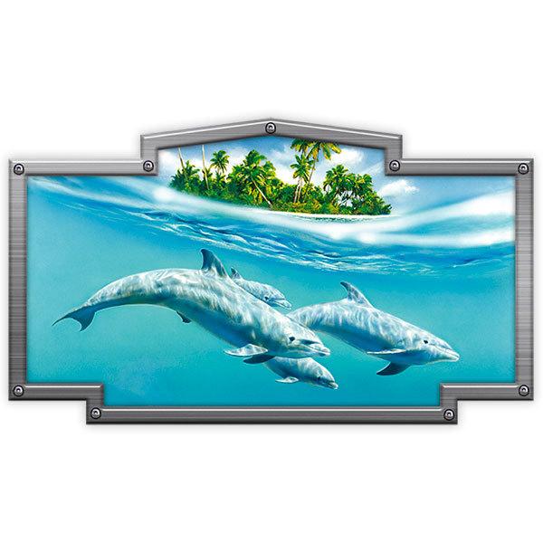 Adesivi per camper: Cornice vintage Delfini caraibici