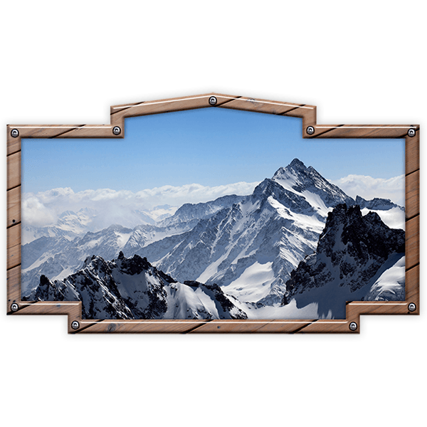 Adesivi per camper: Cornice vintage Alpi svizzere