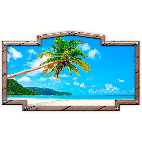 Adesivi per Auto e Moto: Cornice vintage Palma hawaiana