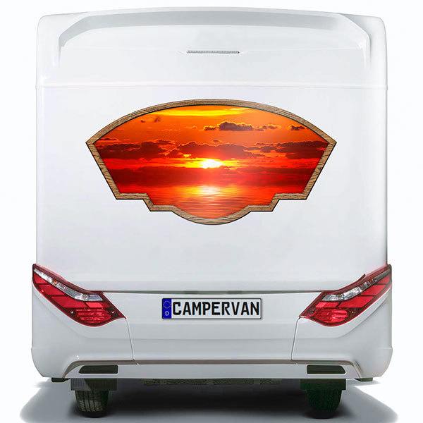 Adesivi per camper: Cornice artistico tramonto in mare