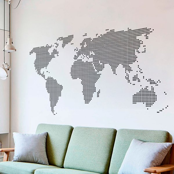 thumbnail image 2 of Large World Map Wall Sticker – Mural Vinyl Decal With Monuments – Italian Made 2 of 6