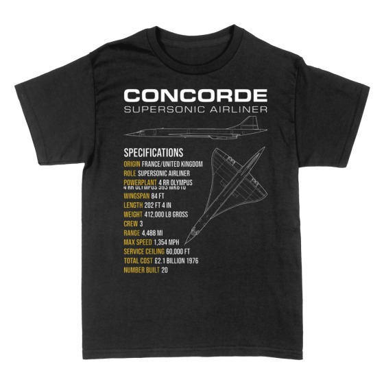Maglietta Concorde supersonico schema tecnico