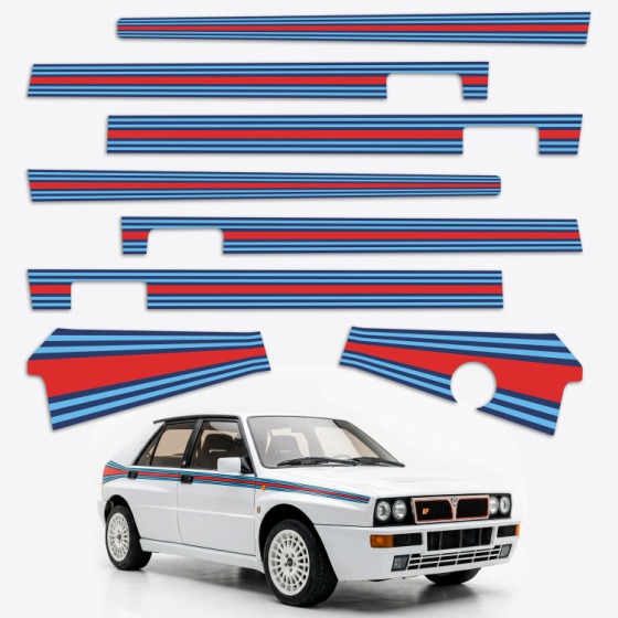 Adesivi rally storici: kit di fasce per Lancia Delta Integrale, pezzo per pezzo