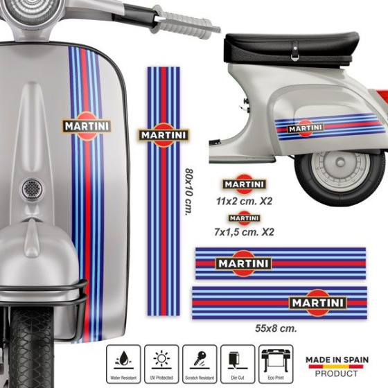 Adesivi per Vespa vintage: kit di fasce racing per scooter con le misure